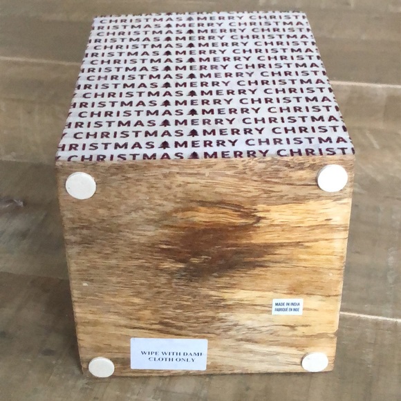 🎄🎅🏻 Merry Christmas Wooden Utensil Holder Made in India 🎅🏻🎄NWT 7”x5” - Picture 4 of 4